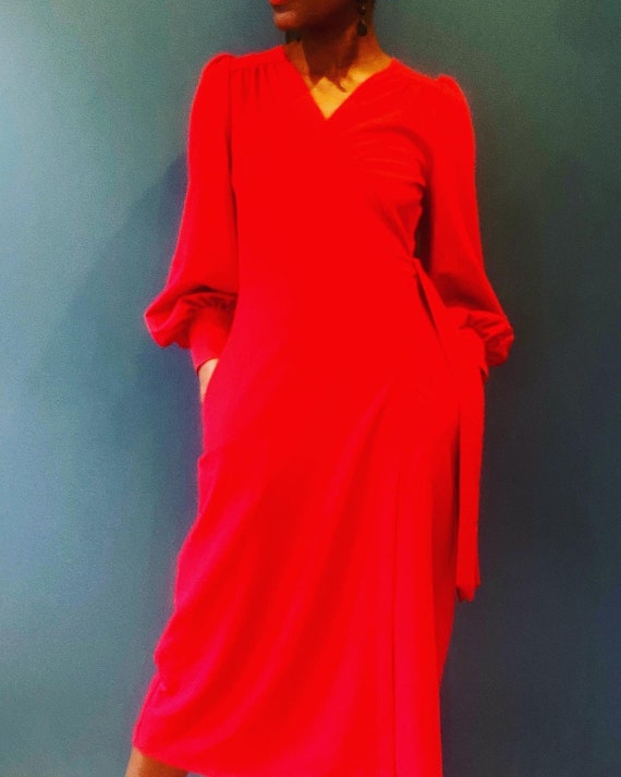 Ossie Wrap Dress in Red Crepe - Etsy 