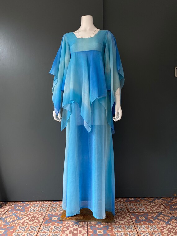 The London Mob blue tie dye angel wing maxi dress