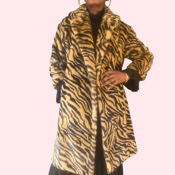 Tiger Tiger Mid Length Faux Fur Coat 