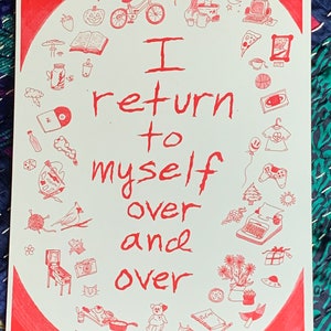 I Return To Myself red risograph print 8.5x11”