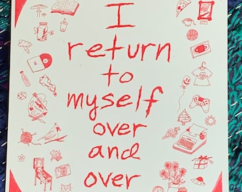Regreso a mí mismo impresión de risógrafo rojo 8.5x11"