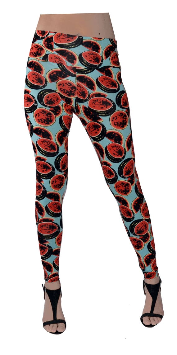 Printed Leggings for Women Cool Punk Girl with Watermelon 3//4 High Waist Yoga Pants Sport Gym Leggings Workout
