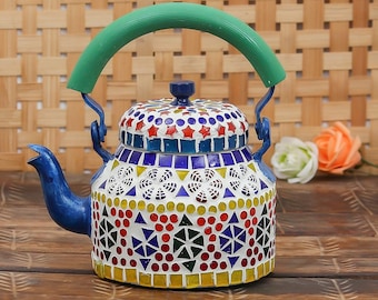 Tea Kettle Hand Painted Tea Serving Pot Home Decor Decorative piece of Art shelf Decor Housewarming, wedding Gift birthday