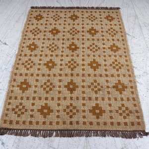 Handwoven Wool Jute Kilim Rug, Wool Jute Rug, Kilim Jute Rug, Flatweave Rug, Bohemian Rug, Indian Dhurrie Rug, Navajo Kilim Rug