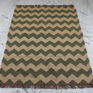 Kilim Rug, Handwoven, Wool and Jute Rug Handmade, Indian Dhurrie Rug, Traditional Wool Jute Rug