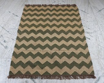 Alfombra Kilim, tejida a mano, alfombra de lana y yute hecha a mano, alfombra india Dhurrie, alfombra tradicional de yute de lana