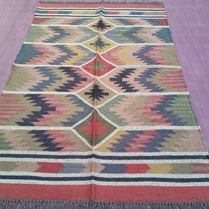 Kilim Rug,Handwoven,Wool Jute Rug Handmade,Kilim Dhurrie Rug,boho rug,Traditional Indian/WOOL JUTE RUGS 4x6,5x8,6x9,8x10,9x12 Ft
