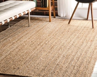 Handmade Braided Jute Rug, Indian Ribbed Weave, Eco-Friendly