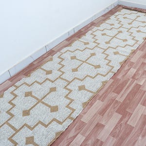 Handwoven Kilim Runner Rug: Wool & Jute Bohemian Stair Decor