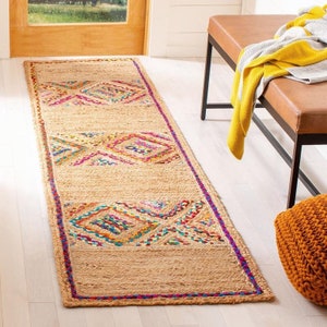 2x3 ,2x4 ,2x5 ,2x6 ft Indian Hand Braided Recycle Cotton And Jute Runner Rug/Jute Rug/Patio Rug/Outdoor Rug/Rug/Customize in any size