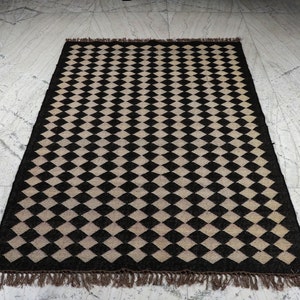 Kilim Rug, Handwoven, Wool and Jute Rug Handmade, Kilim Dhurrie Rug, Traditional Indian Jute Area Rug