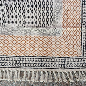 Handmade Indian Cotton Block Print Area Rug, Area Rug, cotton Rug, Boho Rug, Kilim Rug, Navajo Rug, Garden Rug,