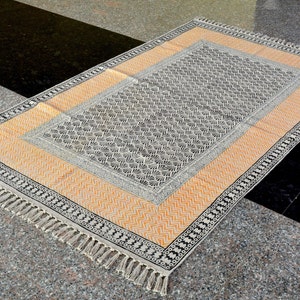 Indian Dhurrie | Hand Block printed Floor Rug, Handmade Rug, Indian Dhurrie rug, Cotton Rug, Area Rug, Aztec Rug