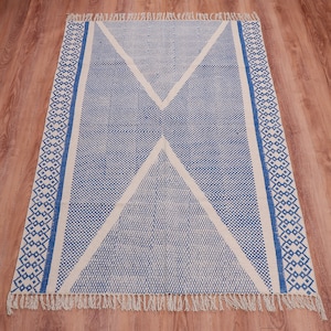 Block Printed Rug/Cotton Rug/ Indian Rug/ Vintage Rug/ Handmade Rug/ Dining Room Rug/ Outdoor Rug