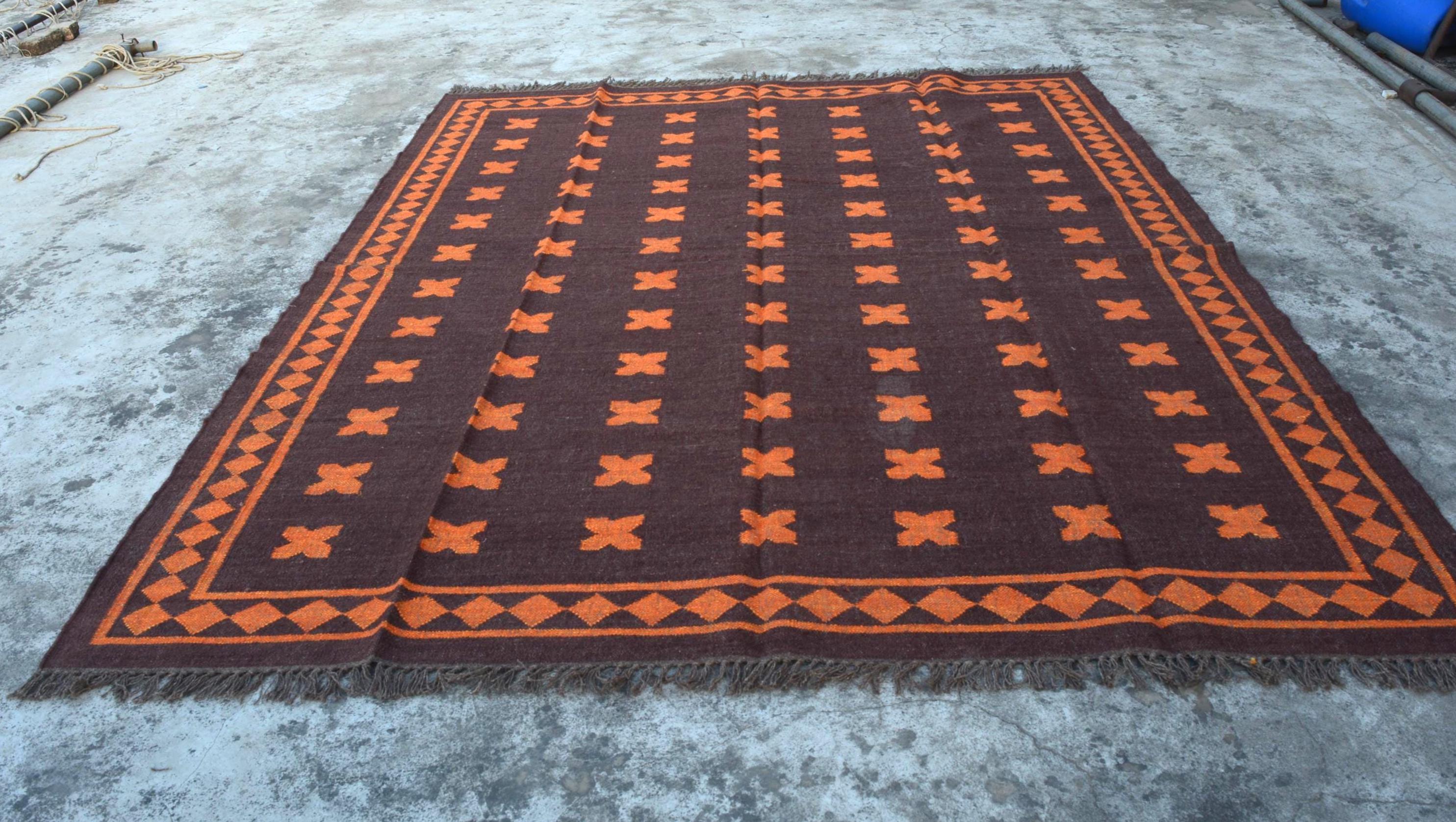 Handmade Navajo Kilim Rug, Wool Jute Rug, Aztec Rug, Accent Rug, Boho ...