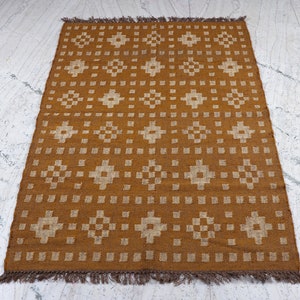 Wool Jute Kilim Rug/Runner Rug/Outdoor Rug /Dinning Room rug/Patio Rug/Wool Jute Rug /rug for living room
