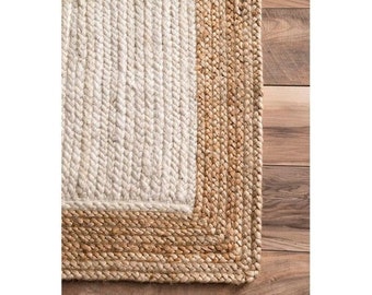 Natural Jute Runner Rug | Custom size jute runner | Handmade Hand Braided Jute Runner Rug