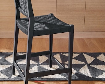 Black and White Jute Runner Rug, Natural Hemp, Custom Size
