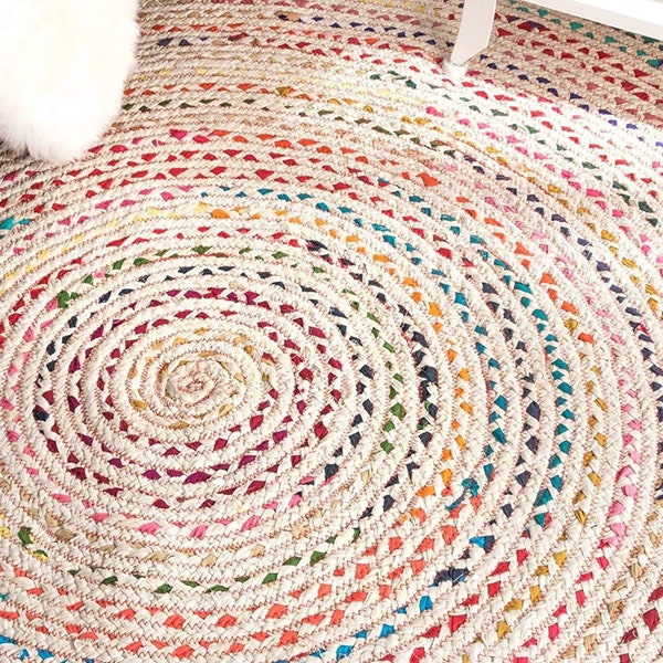 Custom Size Hand Braided Cotton Rug,round And Oval Chindi Cotton Rug, Multicolor Rug