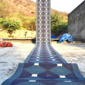 Handwoven Kilim Runner Rug: Wool & Jute Bohemian Stair Decor