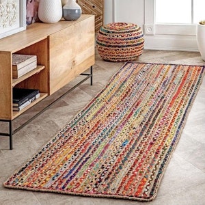 Hand Braided Colorful Cotton Chindi Area Rug Multi Color Home Decor Rug Kitchen Rug Rugs For Home Decor Rug