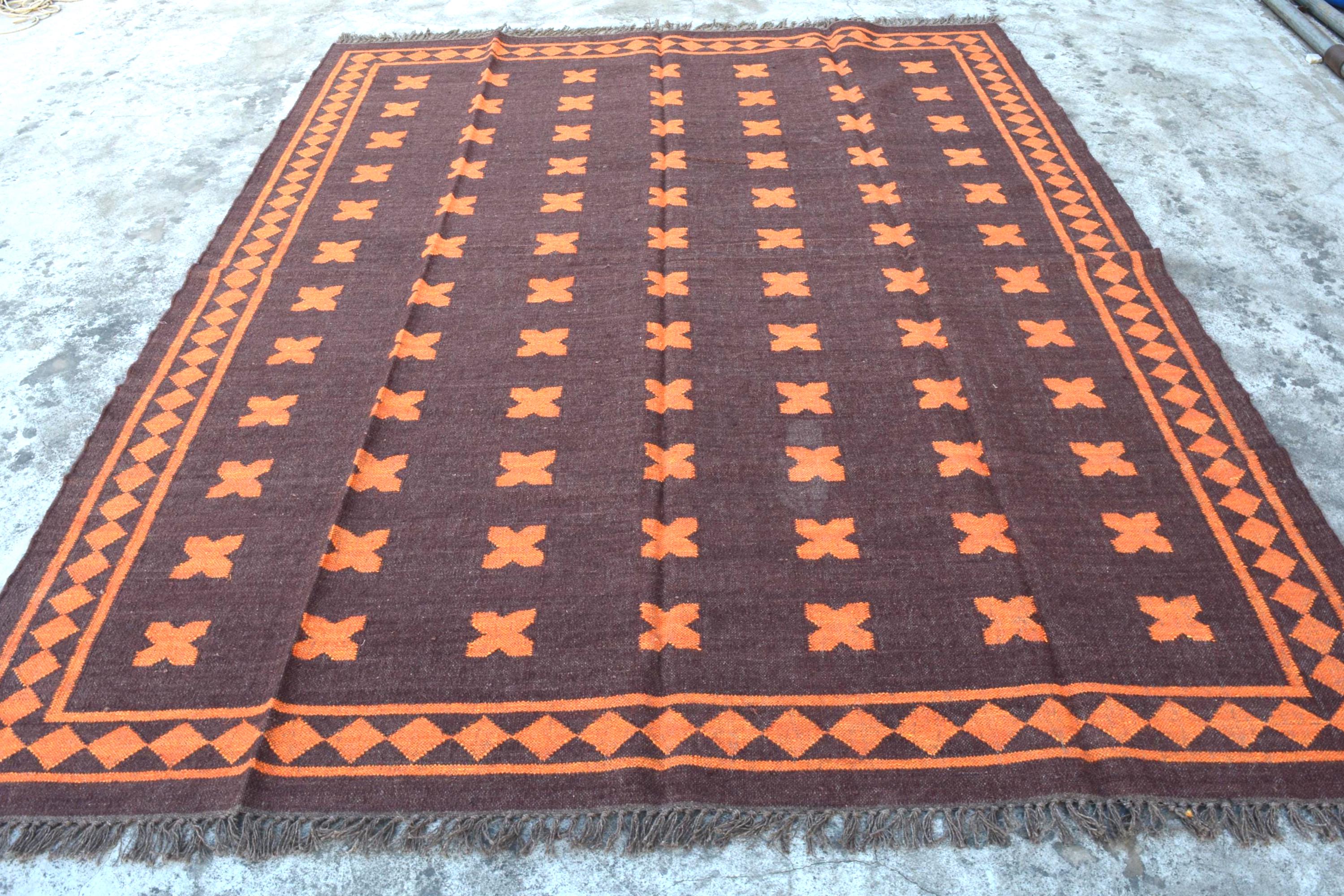 Handmade Navajo Kilim Rug, Wool Jute Rug, Aztec Rug, Accent Rug, Boho ...
