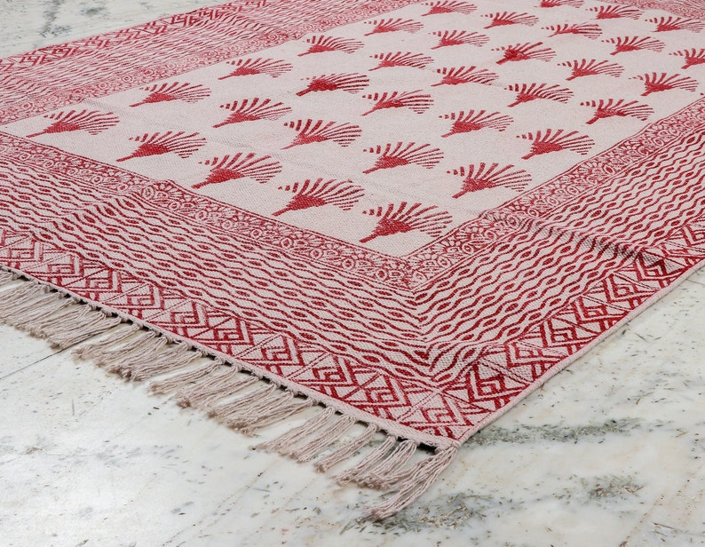 Rug,Indian Rug, Block Print Rug, Cotton Rug ,Navajo Rug, Kilim Rug, Outdoor, Indoor Rug, Garden Rug image 4