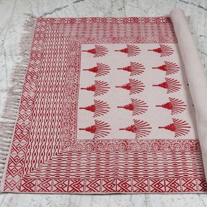 Rug,Indian Rug, Block Print Rug, Cotton Rug ,Navajo Rug, Kilim Rug, Outdoor, Indoor Rug, Garden Rug image 3