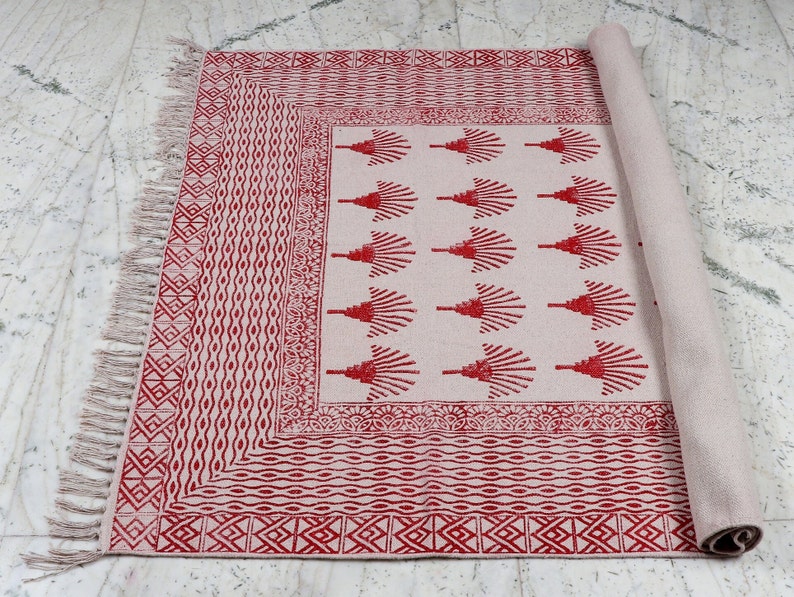 Rug,Indian Rug, Block Print Rug, Cotton Rug ,Navajo Rug, Kilim Rug, Outdoor, Indoor Rug, Garden Rug image 3