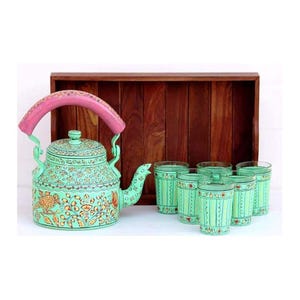 Tea Kettle :- Hand Painted -Glitzy Gift For Mom, Gift For Her, Mothers Day gift, Hand Painted Tea Pot
