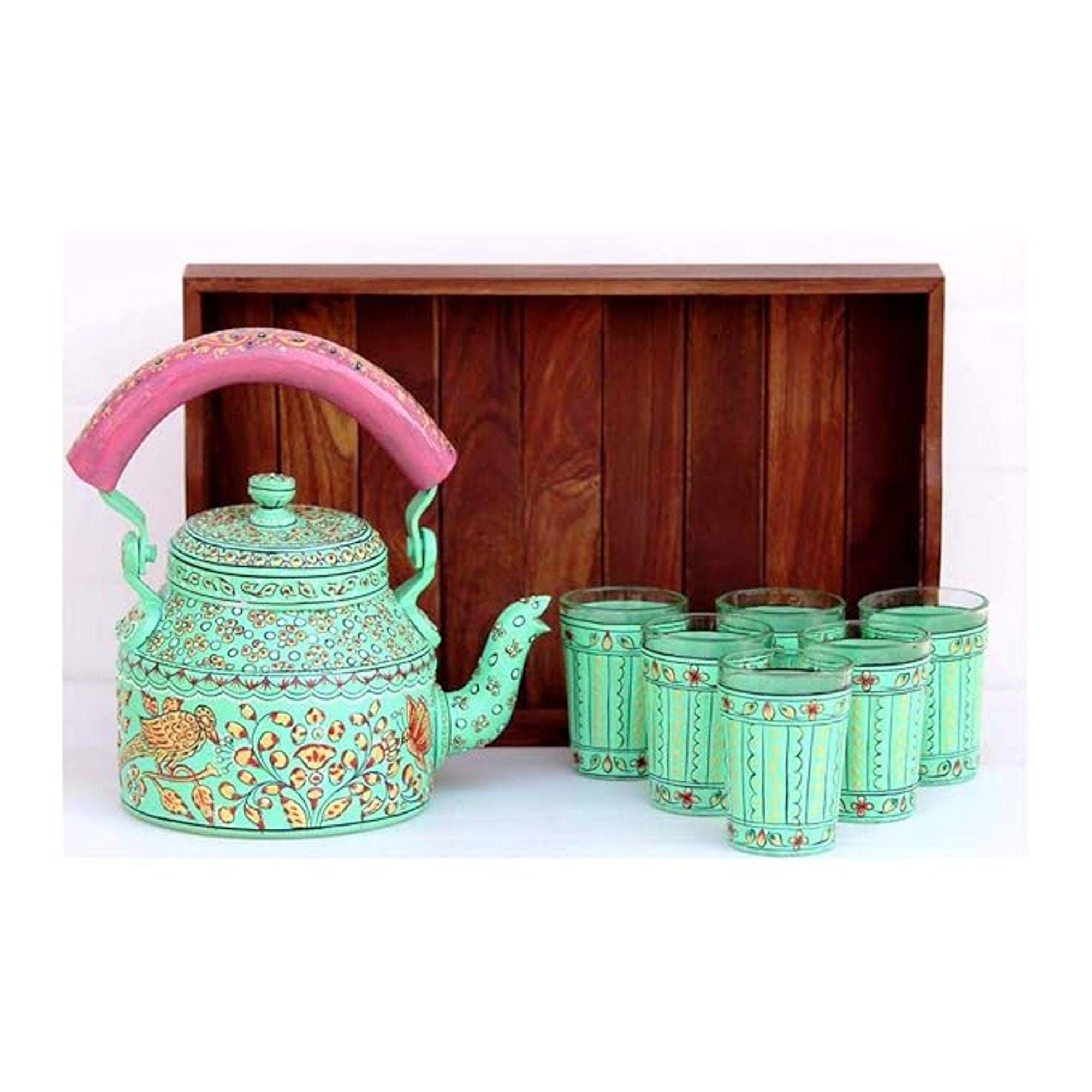 Tea Kettle :- Hand Painted -Glitzy Gift For Mom, Gift For Her, Mothers Day gift, Hand Painted Tea Pot