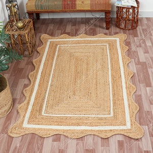 Tappeto in juta smerlato fatto a mano: design boho a smerlo