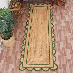 Scalloped Jute Runner Rug: Natural Hallway Rug