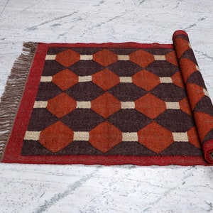 Kilim Rug, Handwoven, Wool and Jute Rug Handmade, Kilim Dhurrie Rug, Traditional Indian Jute Area Rug image 6