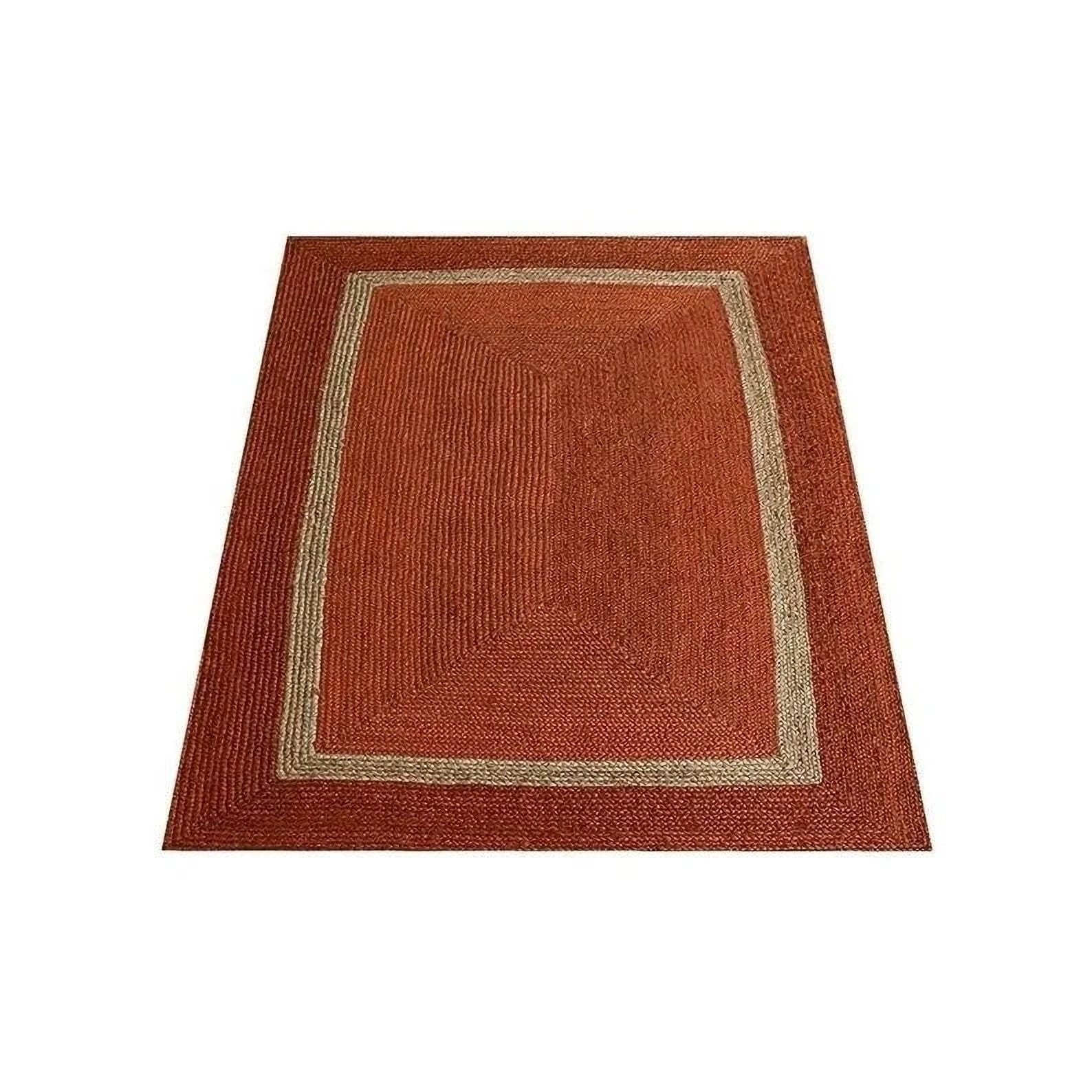 Handmade Orange Jute Braided Rug: Bohemian Runner, Eco Friendly - Etsy