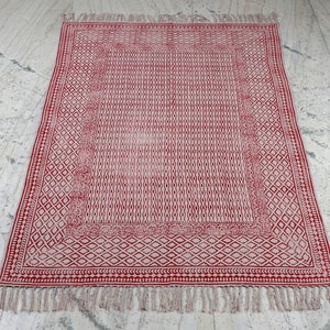 Hand Block Print Cotton Rug/ Garden/ Bedroom/ Turkish/ Dining Room/ Ruuner/ Living Room/ Indian Rug
