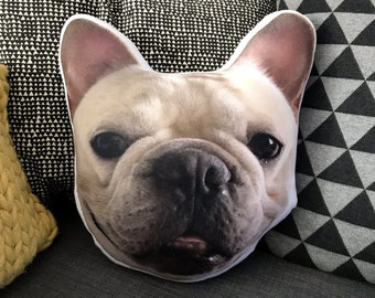 Pug photo pillow Custom pet portrait