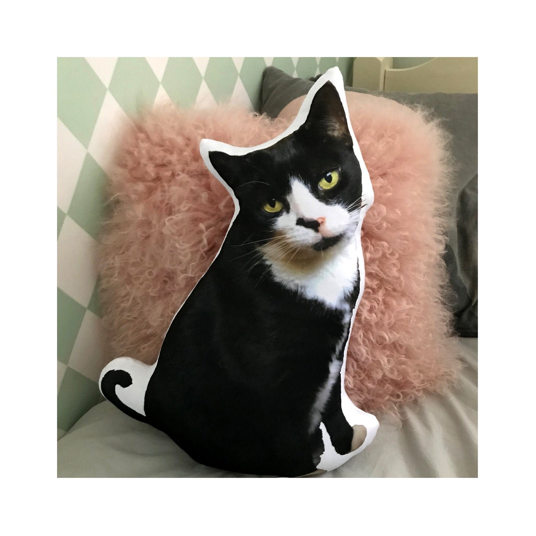 Black cat pillow Custom shaped kitten cushion Etsy
