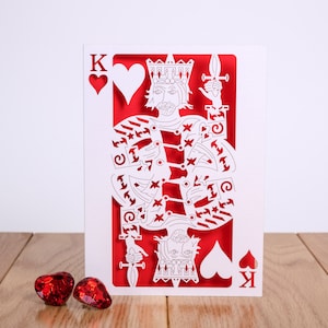 King of Hearts Laser Cut Valentines Card - Carte romantique - Carte de jeux de cartes - Carte pour mari