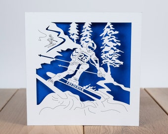 Ski Racer Dog Letterpress Card