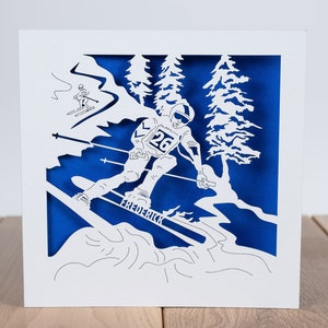 Le skieur, carte d'anniversaire personnalisée