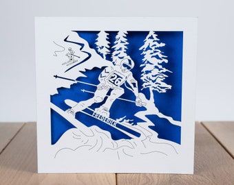 The Skier, Personalised Birthday Card