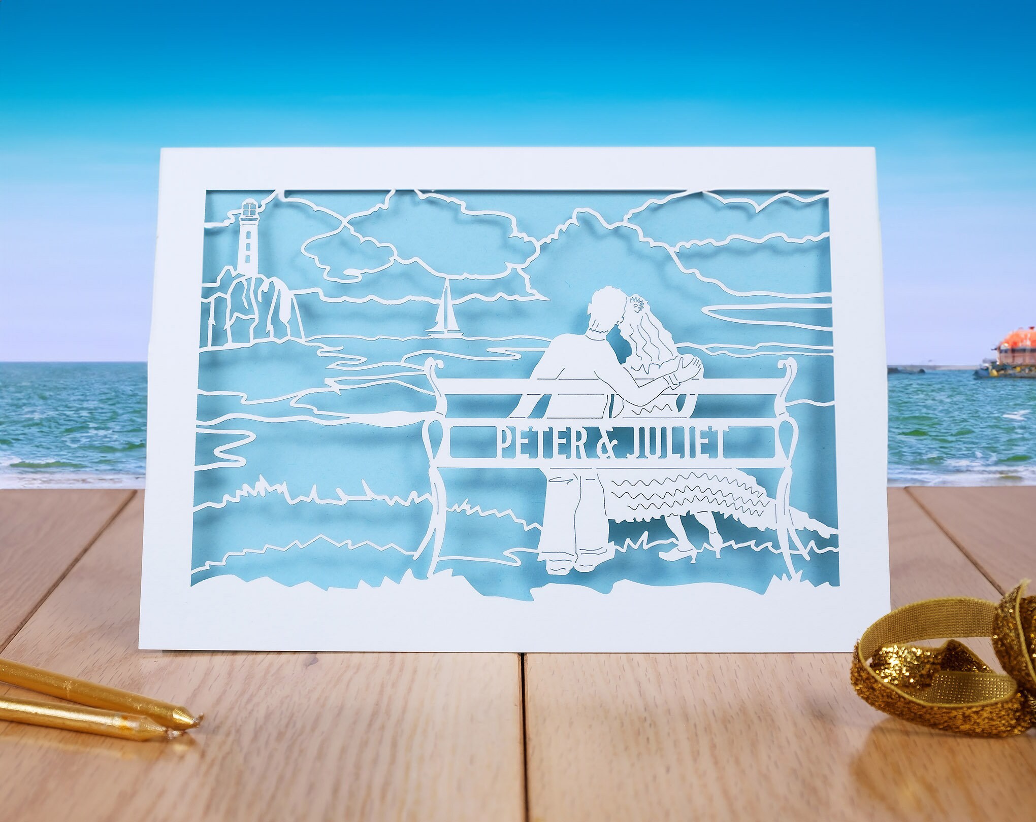 Seaside Pier Card - Birthday, Retirement, Anniv