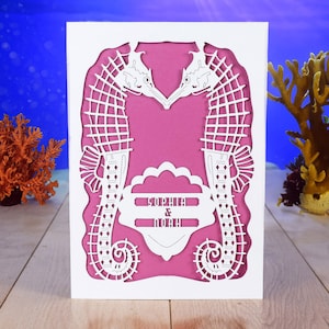 Hippocampes - carte d'anniversaire My Forever - carte découpée au laser - carte de Saint-Valentin