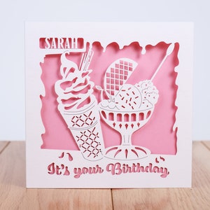 Carte Danniversaire De Cornet De Creme Glacee Sprinkle Etsy