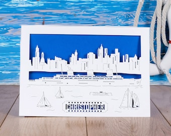 Ocean Liner, Golden Age Cruise Liner Personalised Birthday Card or Anniversary Card