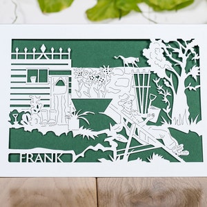 Après-midi dans le jardin, carte d'anniversaire personnalisée
