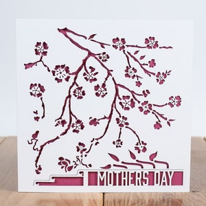 Cherry Blossom, Personalised Birthday Card, Mothers Day Card