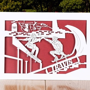 Carte d'anniversaire personnalisée Skate Park, skateur