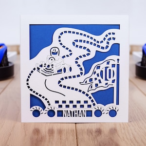 Kart, carte d'anniversaire de course personnalisée, carte d'âge personnalisée